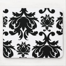 damassé blanche noire formelle fleurie tapis de souris