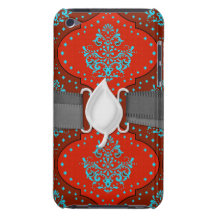 damassé blanche rouge de henné d'aqua turquoise étui barely there iPod