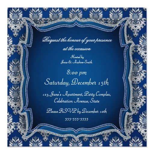 Damassé bleue élégante de bijou toute invitation d