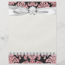 damassé chic de fleur fleuri de rose et de noir prospectus personnalisés