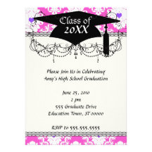 damassé de blanc de rose de coeurs pourpres invitations personnalisées