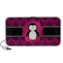 Damassé de fantaisie de rose de pingouin haut-parleur mp3