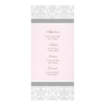 Damassé de gris de rose de menu de mariage double carte personnalisée
