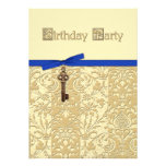 Damassé de l'or 3D avec le charme et l'anniversair Carton D'invitation