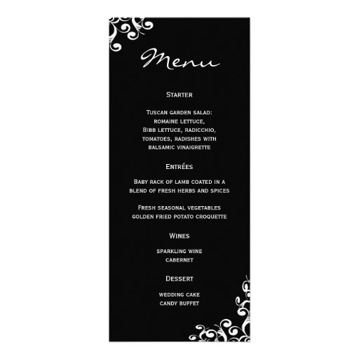 Damassé de menu de mariage faire-parts