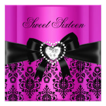 Damassé de noir de rose de fête d'anniversaire du  invitations personnalisées