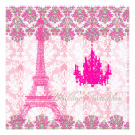 Damassé de piqué de PixDezines+Tour Eiffel+Lustre Cartons D'invitation