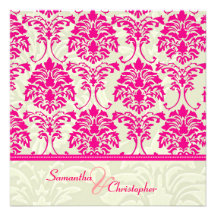 Damassé de roses indien/invitations enes ivoire de