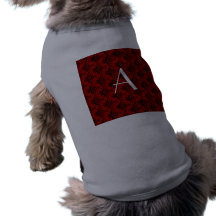 Damassé de rouge de monogramme t-shirt pour toutou