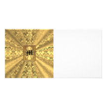 Damassé d'or carte avec photo