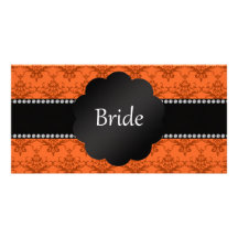 Damassé d'orange de cadeaux de jeune mariée photocartes