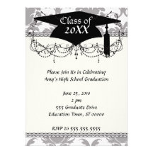 damassé du baroque de blanc gris invitation personnalisable