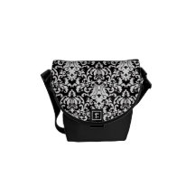 Damassé élégante noire et blanche sacoches