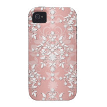 Damassé florale Girly rose couleur pêche Étui Vibe iPhone 4