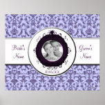 Damassé florentine vintage (lilas) (mariage) affiche