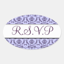 Damassé florentine vintage (mariage) (lilas) autocollants