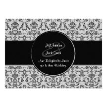Damassé florentine vintage (noir) (mariage) faire-part personnalisé