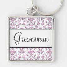 Damassé florentine vintage (rose) (mariage) porte-clés