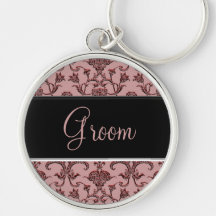Damassé florentine vintage (rouge) (mariage) porte-clé