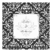 Damassé-Gris vintage de la CHROMATOGRAPHIE GAZEUSE Invitations Personnalisées