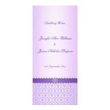 Damassé lilas vintage de modèle de menu de mariage modèle de carte double