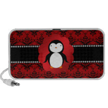 Damassé mignonne de rouge de pingouin mini haut-parleur