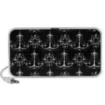 damassé noire blanche de lustre minable haut-parleurs