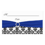 Damassé noire, blanche, et bleue Placecards Cartes De Visite Personnelles