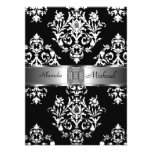 Damassé noire d'invitation de mariage damassé