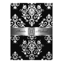 Damassé noire d'invitation de mariage damassé