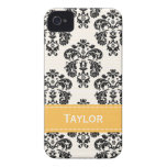 Damassé noire et blanche jaune coques iPhone 4 Case-Mate