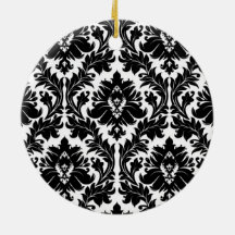 Damassé noire et blanche ornement de noël