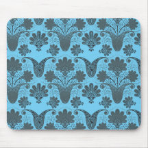 damassé noire et lumineuse de bleu de ciel tapis de souris