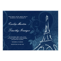 Damassé Parisienne - mariage bleu de saphir foncé Invitation Personnalisée