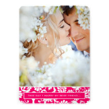 Damassé rose de photo je marie mon mariage de meil invitation