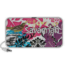 Damassé rose Doddle personnalisé par oiseau vintag Mini Haut-parleur