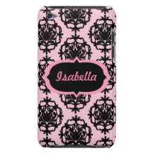 Damassé rose et noire personnalisée coque iPod touch Case-Mate