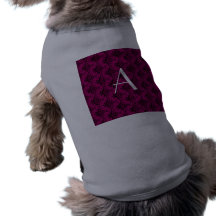 Damassé rose magenta de monogramme manteaux pour toutous