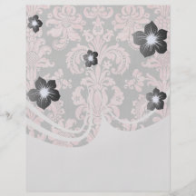 damassé rose vintage d'inricate sur le gris profon prospectus