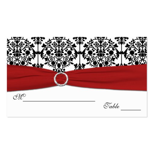 Damassé rouge, blanche et noire Placecards Cartes De Visite Personnelles