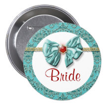 Damassé rouge "boutons nuptiales " d'or d'Aqua Badges