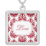 Damassé rouge pendante personnalisée d'image de No Collier Personnalisé