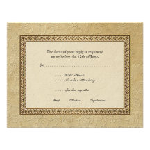Damassé RSVP élégant formel floral de brocard d'or Faire-part Personnalisé