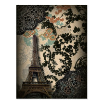 Damassé sophistiquée de dentelle de Tour Eiffel de Cartes Postales