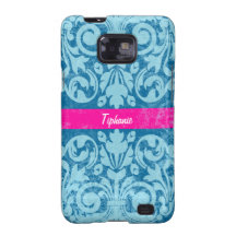 Damassé vintage grunge bleue et rose personnalisée coques galaxy SII