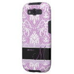 Damassé vintage pourpre et blanche de prune avec l étui galaxy SIII