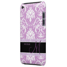 Damassé vintage pourpre et blanche de prune avec l coques iPod Case-Mate