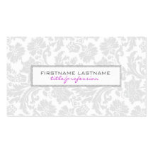 Damassés florales propres blanches 2 de Monotones Carte De Visite