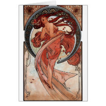 Dame d'art déco de danse de Mucha Cartes De Vœux