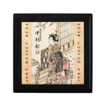 Dame et enfant vintages japonais frais d'ukiyo-e boîte à bijoux